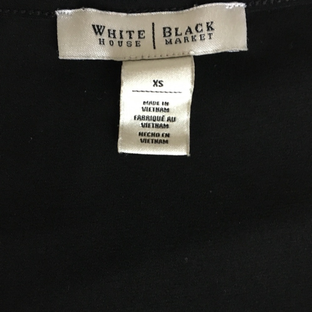 EUC WHBM black short sleeve vneck top with sheer ruffle accent and sleeves. - Picture 6 of 8